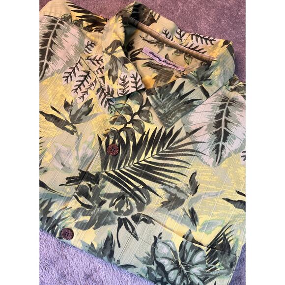 Tommy Bahama Silk Blend Shirt Men's Size‎ Large Tropical Green print - Picture 1 of 8